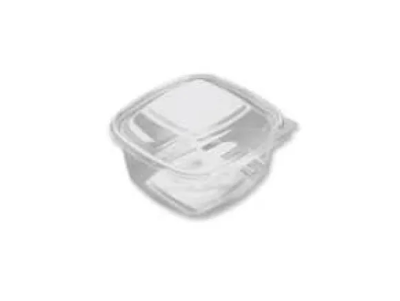 Plastbakke SquarePac 500 ml 130x127x64 mm Hængslet låg APET Klar,100 stk/pk
