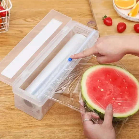 Plastfolie-dispenser med kniv