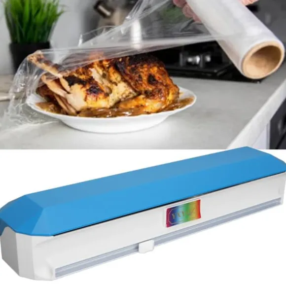 Plastfolie Dispenser med Skjutskärare Smidig Skärande Justerbar Återanvändbar Plastfolie Dispenser för Aluminiumfolie L 38x9.8cm