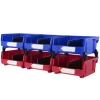 Plastförvaringsfack (11"x11"x5"), hängande, stapelbar, blå/röd, 6-pack, tunga för garderob, kök, kontor.
