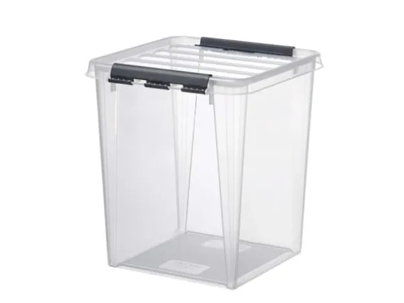 Plastkasse SmartStore transparent 70l m/låg 72x40x39cm - (39 stk.)