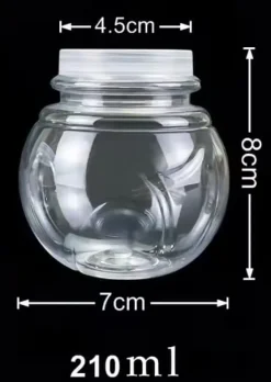 Plastmuggar med lock för runda desserter Kulformad mugg 200ml/12 st