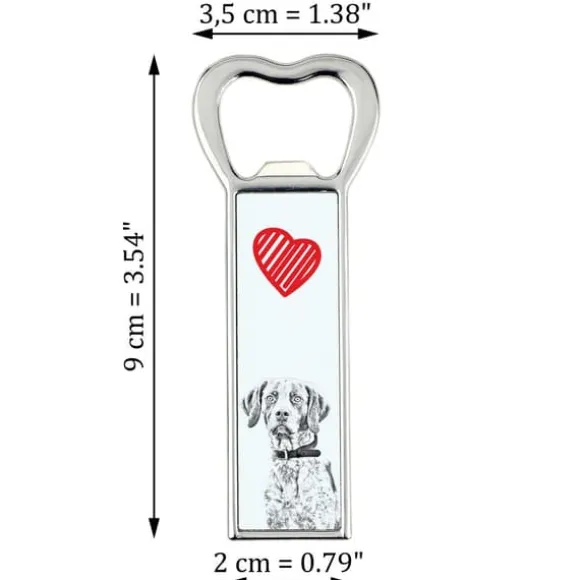 Pointer II - flasköppnare med en hund, personlig kylöppnare, unik present till en man från Art-Dog