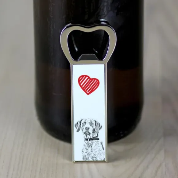 Pointer II - flasköppnare med en hund, personlig kylöppnare, unik present till en man från Art-Dog