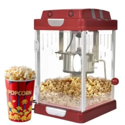 Popcornmaskin med omrörningssystem - Perfekt för fest | Storlek: 2,5 OZ | Färg: Rostfritt stål