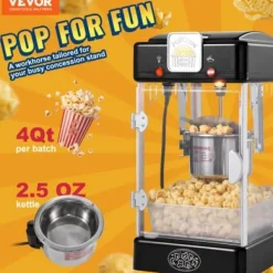 Popcornmaskin, 24x27,5x47,5 cm, Svart, bordsapparat