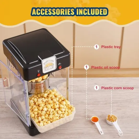 Popcornpopper 300W 2,5 Oz, bärbar bordspopcornmaskin, snabb och enkel användning, perfekt för filmkvällar, elegant svart design