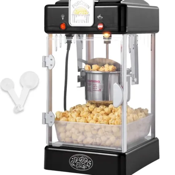 Popcornpopper 300W 2,5 Oz, bärbar bordspopcornmaskin, snabb och enkel användning, perfekt för filmkvällar, elegant svart design