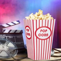 Popcornpåsar, 16x10.5x10.5 cm, Röd-Vit