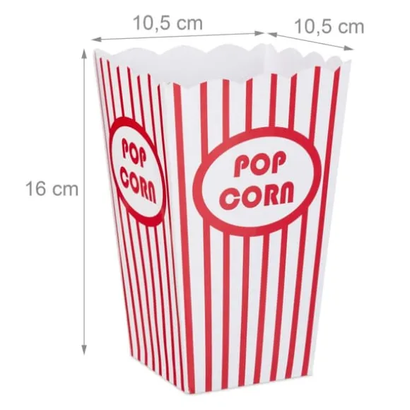 Popcornpåsar, 16x10.5x10.5 cm, Röd-Vit