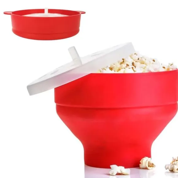 Popcornskål Silikon Microskål för Popcorn – Hopfällbar