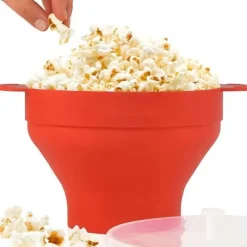 Popcornskål Silikon Microskål för Popcorn – Hopfällbar