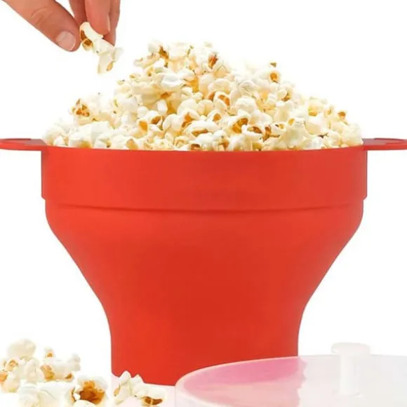 Popcornskål Silikon Microskål för Popcorn – Hopfällbar
