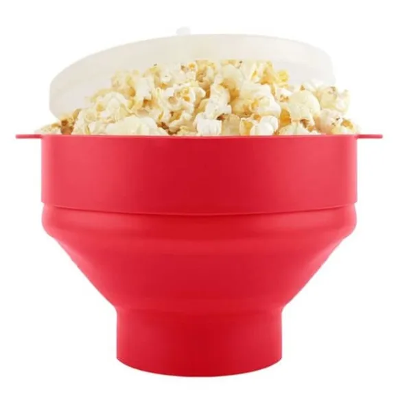 Popcornskål Silikon Microskål för Popcorn – Hopfällbar