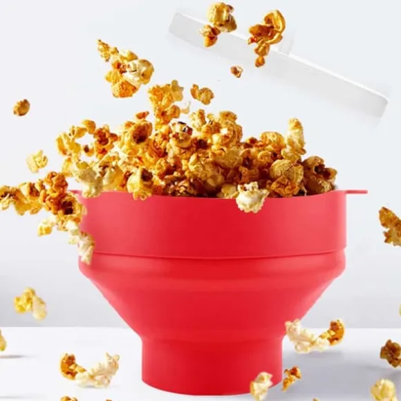 Popcornskål Silikon Microskål för Popcorn – Hopfällbar
