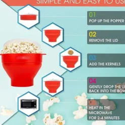 Popcornskål Silikon Microskål för Popcorn – Hopfällbar