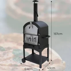 Portabel Pizzaugn för Utomhusbruk med Pizzasten & Pizzaspade i Rostfritt Stål Trädgård Grill Trädgårdsgrill Utomhus Matlagning Pizza Grillning Kött