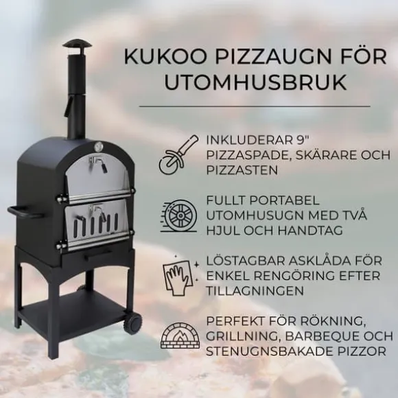 Portabel Pizzaugn för Utomhusbruk med Pizzasten & Pizzaspade i Rostfritt Stål Trädgård Grill Trädgårdsgrill Utomhus Matlagning Pizza Grillning Kött