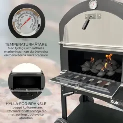 Portabel Pizzaugn för Utomhusbruk med Pizzasten & Pizzaspade i Rostfritt Stål Trädgård Grill Trädgårdsgrill Utomhus Matlagning Pizza Grillning Kött