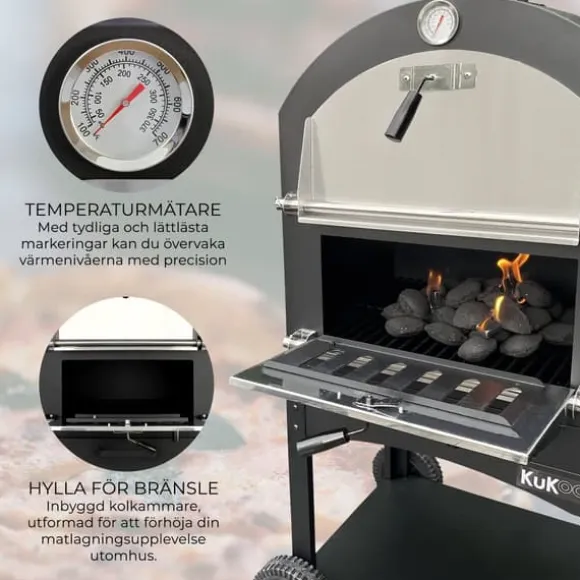 Portabel Pizzaugn för Utomhusbruk med Pizzasten & Pizzaspade i Rostfritt Stål Trädgård Grill Trädgårdsgrill Utomhus Matlagning Pizza Grillning Kött