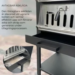 Portabel Pizzaugn för Utomhusbruk med Pizzasten & Pizzaspade i Rostfritt Stål Trädgård Grill Trädgårdsgrill Utomhus Matlagning Pizza Grillning Kött