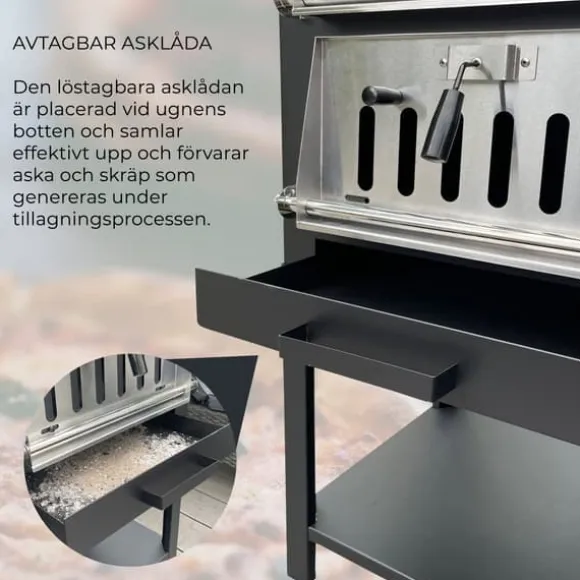 Portabel Pizzaugn för Utomhusbruk med Pizzasten & Pizzaspade i Rostfritt Stål Trädgård Grill Trädgårdsgrill Utomhus Matlagning Pizza Grillning Kött