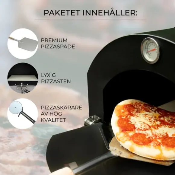 Portabel Pizzaugn för Utomhusbruk med Pizzasten & Pizzaspade i Rostfritt Stål Trädgård Grill Trädgårdsgrill Utomhus Matlagning Pizza Grillning Kött