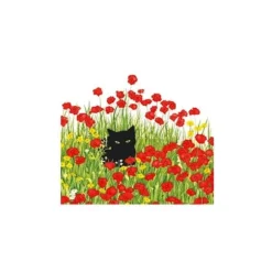 PPD NAPKINS 33X33 CM SVART KATT VALMUSTE 20 BITER KÖK KATT BLOMMAR FÄRGER