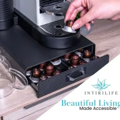 Praktisk Förvaringslåda i plast för kaffekapslar i svart - Kompatibel med Nespresso-kapslar Låda