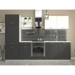 PREGO komplett kök - L 270 cm - Grafitgrå - 210 cm bänkskiva ingår