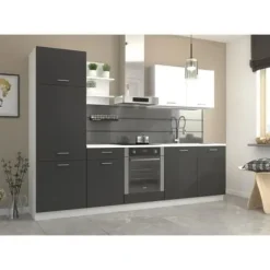 PREGO komplett kök - L 270 cm - Grafitgrå - 210 cm bänkskiva ingår