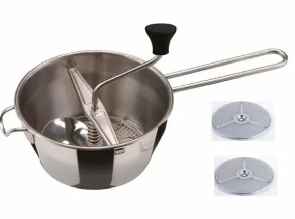 Pressa puré - INOXIBAR - Grönsaksfräs - Inox - 2 skivor på 15 cm - Diskmaskinskompatibel