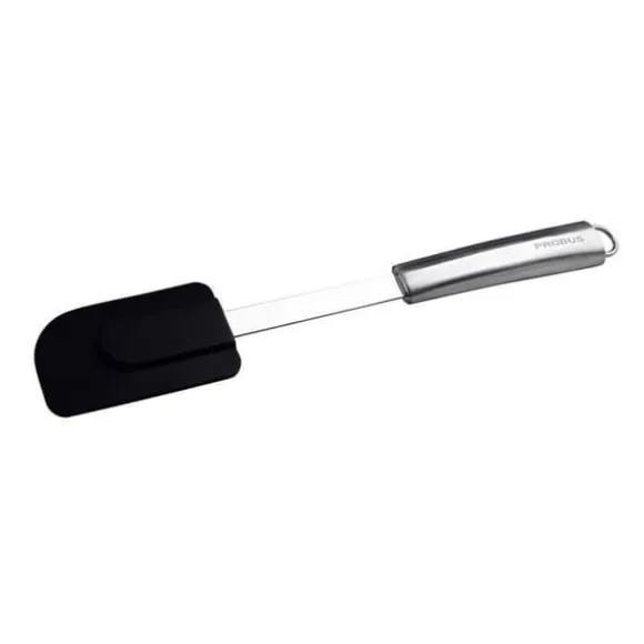 Probus - Ergonomisk raclette för bakning i rostfritt stål och silikon, rund handtag, diskmaskinsvänlig, 30 cm, Svart