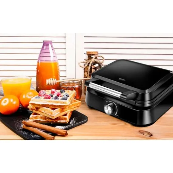 Professionell Vaffeljärn för 2 Tjocka Belgiska Vafflor, Non-stick Plåtar MPM MGO-40 1500W Svart 13965