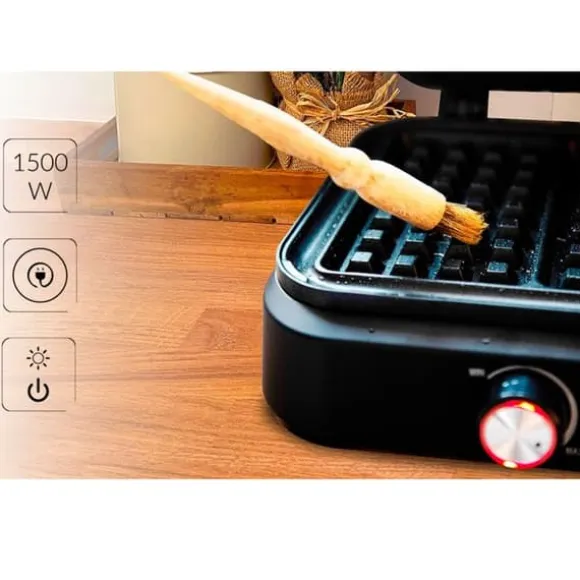 Professionell Vaffeljärn för 2 Tjocka Belgiska Vafflor, Non-stick Plåtar MPM MGO-40 1500W Svart 13965