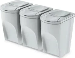 Prosperplast Sortibox papperskorg för källsortering 3 x 35L ljusgrå (IKWB35S3-427C)