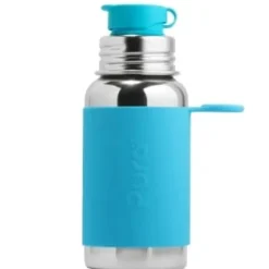 Pura vattenflaska rostfritt stål 550ml med sportlock och silikonhölje - aqua
