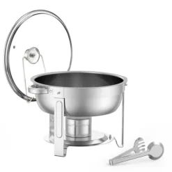 5 Qt 4-pack Runda Skavskålar, Bufféset Fullstorlek, Rostfritt Stål Pan, Stort Kvantitetsförpackning