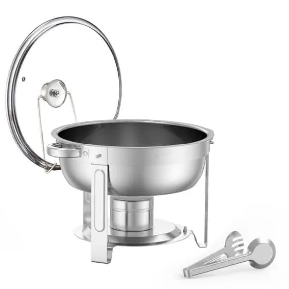 5 Qt 4-pack Runda Skavskålar, Bufféset Fullstorlek, Rostfritt Stål Pan, Stort Kvantitetsförpackning