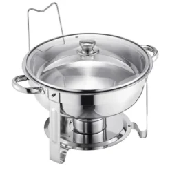 5 Qt 4-pack Runda Skavskålar, Bufféset Fullstorlek, Rostfritt Stål Pan, Stort Kvantitetsförpackning