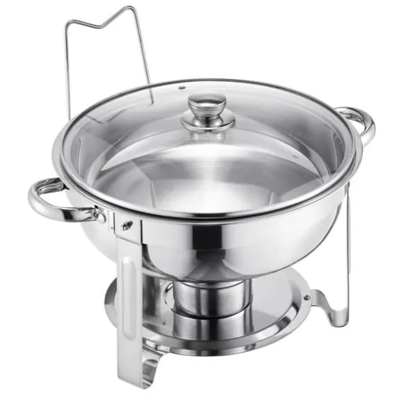 5 Qt 4-pack Runda Skavskålar, Bufféset Fullstorlek, Rostfritt Stål Pan, Stort Kvantitetsförpackning