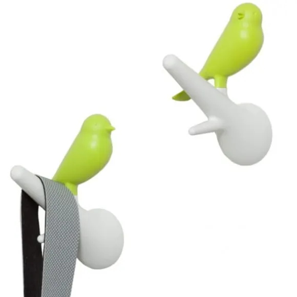 Qualy design Bird Hooks - set of 2 (Vit/Grön)