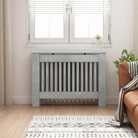 Radiatorlock Betonggrå 112 x 19 x 81,5 cm Konstruerat trä