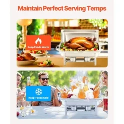 Rektangulär Varmhållningsdisk 8 Qt, Bufféset 6-Pack, Fullstor Panna i Rostfritt Stål