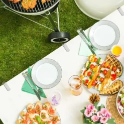 Relaxdays Bordsdukklämma, set av 4, justerbar, för tjocka bord, rostfritt stål, upp till en tjocklek av 4,2 cm, silverfärgad