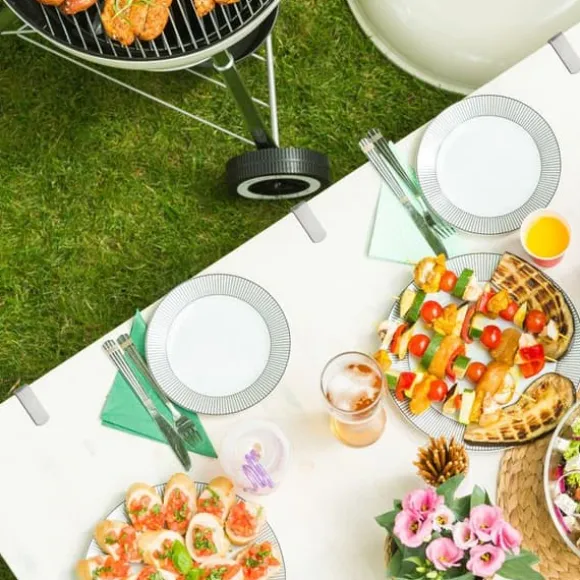 Relaxdays Bordsdukklämma, set av 4, justerbar, för tjocka bord, rostfritt stål, upp till en tjocklek av 4,2 cm, silverfärgad