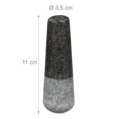 Relaxdays Mortel i granit med stöt, robust, för kryddor, örter, mortel i polerad sten, d. 8,5 cm, 400 ml, grå