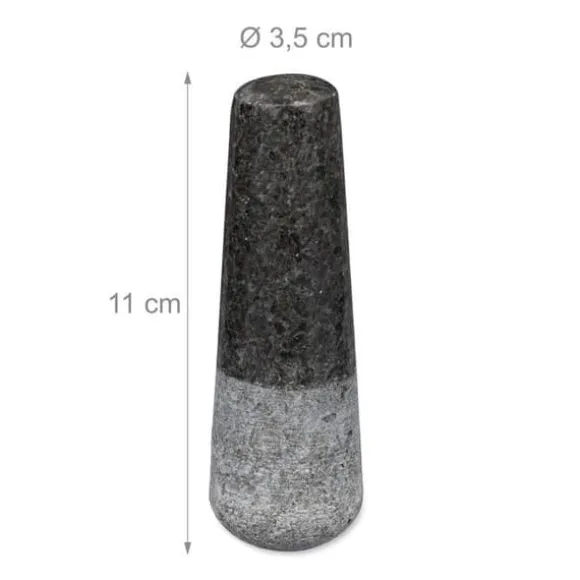 Relaxdays Mortel i granit med stöt, robust, för kryddor, örter, mortel i polerad sten, d. 8,5 cm, 400 ml, grå