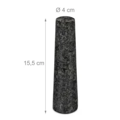 Relaxdays Mortel och stöt, i granit, polerad, lång livslängd, för kryddor och örter, stengrynare D 13,5 cm mörkgrå