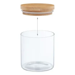 Relaxdays Set med 9 glasburkar, små burkar med bambulock, 500 ml, lufttät, genomskinlig/natur
